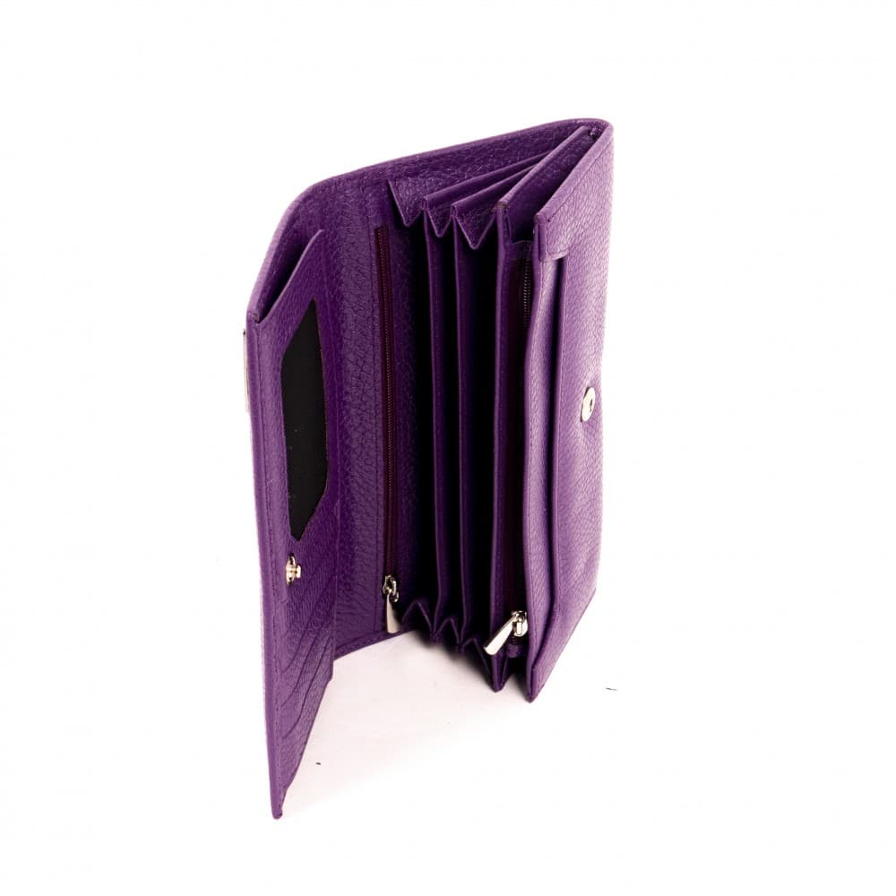 Дамско портмоне ENZO NORI модел CLASSIQUE естествена кожа тъмно лилав